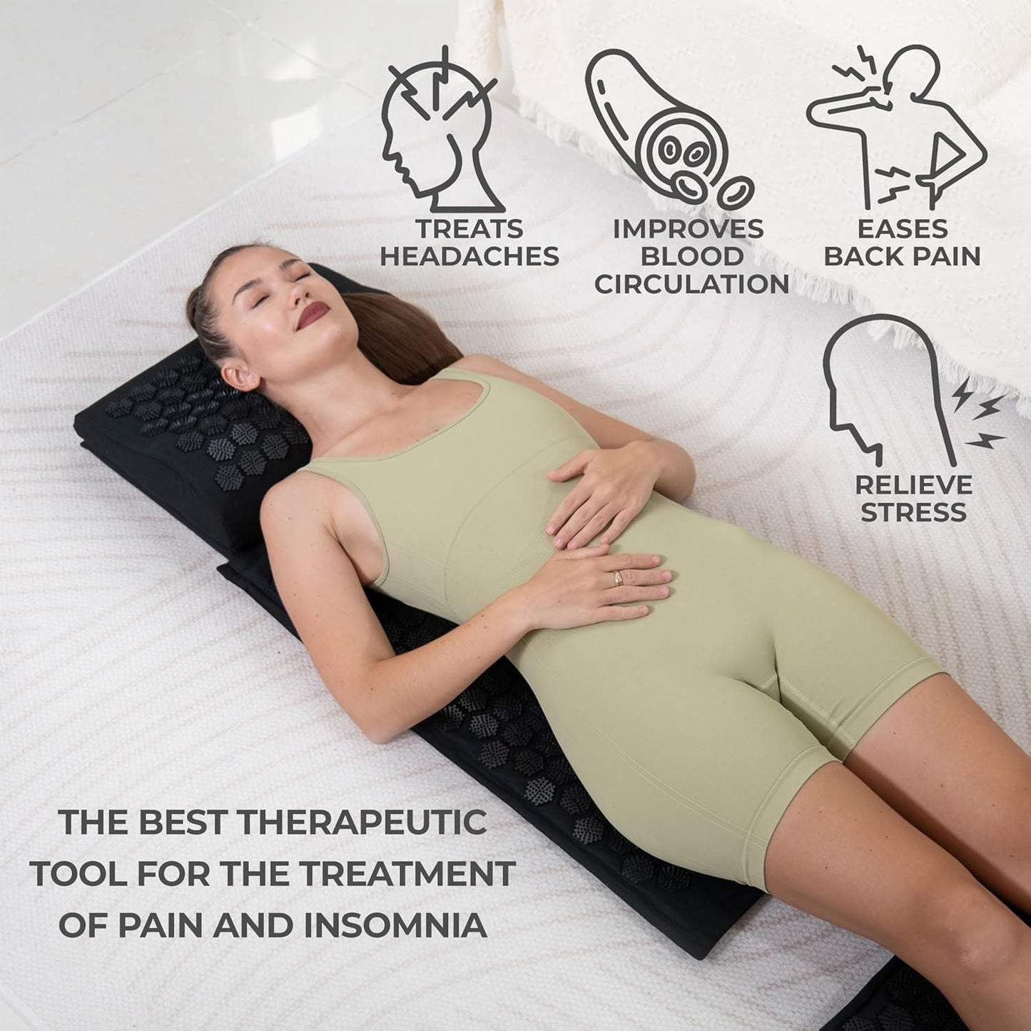 Acupressure Mat and Pillow Set for Back and Neck Pain Relief