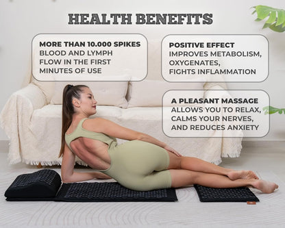 Acupressure Mat and Pillow Set for Back and Neck Pain Relief